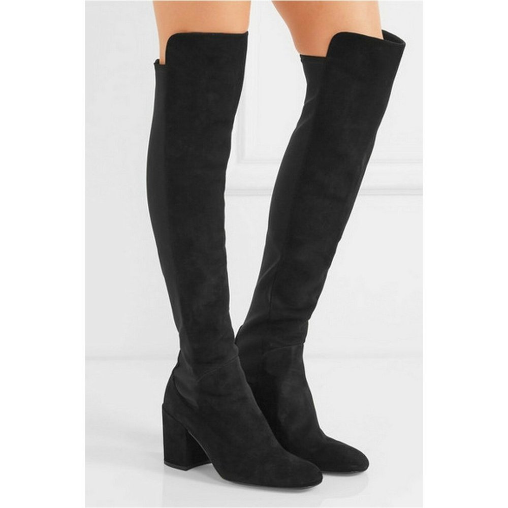 CELEBS $750 STUART WEITZMAN 'Halftime' Boot BLACK SUEDE STRETCH BLACK 9 (JB4)